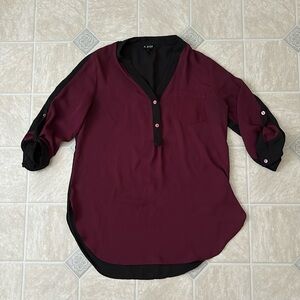A. Byer Burgundy and Black Women's Top